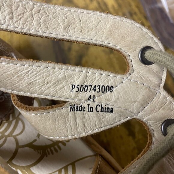 Fly London Yafi Lace Up Leather Wedge Sandals Brown Tan Sz 41 (EU) - Picture 8 of 9